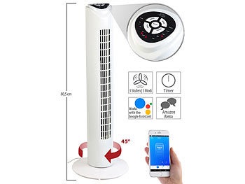 Sichler Haushaltsgeräte, Sichler Haushaltsgeräte Turmventilator mit WLAN & App, für Amazon Alexa & Google Assistant, Turmventilator mit WLAN und App, für Siri, Alexa und Google Assistant