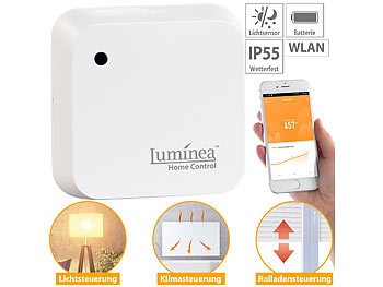 Luminea Home Control, Wetterfester WLAN-Licht- & Dämmerungs-Sensor mit App, IP55, Wetterfester WLAN-Licht- & Dämmerungs-Sensor mit App, IP55