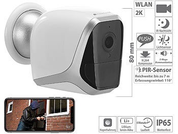 VisorTech, VisorTech 2K-IP-Überwachungskamera mit Akku, App, 1 Jahr Stand-by, 3 MP, IP65, 2K-IP-Überwachungskamera mit Akku, App, 1 Jahr Stand-by, 3 MP, IP65