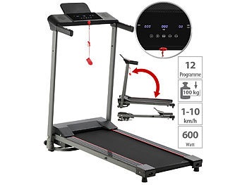 newgen medicals, Laufband mit XL-LCD-Touch-Display, Tablet-Halter, klappbar, 600 W / Laufband