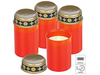 Pearl, Pearl 4er-Set flackernde Grablicht-LED-Kerze, Batteriebetrieb, 12 cm hoch, 4er-Set flackernde Grablicht-LED-Kerzen, Batteriebetrieb, 12 cm hoch