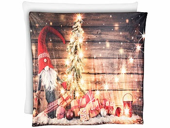 Kuscheldecke mit Weihnachtsmotiv und 10 warmweissen LEDs, 150 x 140 cm / Weihnachtsdecke