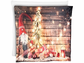 Infactory, Kuscheldecke mit Weihnachtsmotiv und 10 warmweissen LEDs, 150 x 140 cm / Weihnachtsdecke