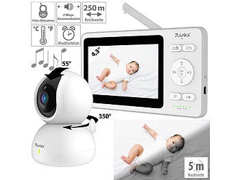 7links, "xVideo-Babyphone, dreh- & schwenkbare Kamera, 11 cm (4,3"") Farbdisplay / Babyphone"