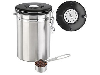 Rosenstein & Söhne, Kaffeedose mit Kalenderblatt, C02-Freigabeventil und Messlöffel, 1,9 l, Kaffeedose mit Kalenderblatt, C02-Freigabeventil und Messlöffel, 1,9 l