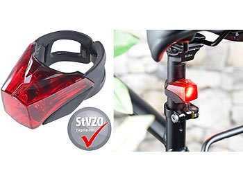 KryoLights, KryoLights LED-Fahrradrücklicht mit Akku, zugelassen nach StVZO, IPX4, LED-Fahrradrücklicht mit Akku, zugelassen nach StVZO, IPX4