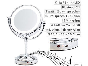 Sichler Beauty, Sichler Beauty LED-Kosmetikspiegel mit Akku, Bluetooth-Lautsprecher, 1x / 5x Vergröss., LED-Kosmetikspiegel mit Akku, Bluetooth-Lautsprecher, 1x / 5x Vergröss.