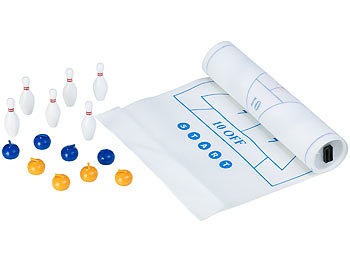 Playtastic, Playtastic 3in1-Tischspiele-Set mit Curling, Bowling & Shuffleboard, 3in1-Tischspiele-Set mit Curling, Bowling & Shuffleboard