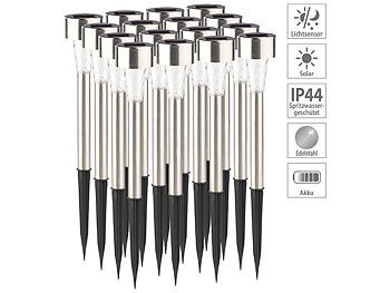 Lunartec, Lunartec 16er-Set Mini-Solar-LED-Wegeleuchten mit Dämmerungssensor, IP44, 16er-Set Mini-Solar-LED-Wegeleuchten mit Dämmerungssensor, IP44