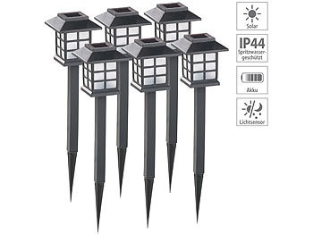 Lunartec, Lunartec 6er-Set Solar-LED-Wegeleuchten "Asian" mit Lichtsensor, IP44, 6er-Set Solar-LED-Wegeleuchten 