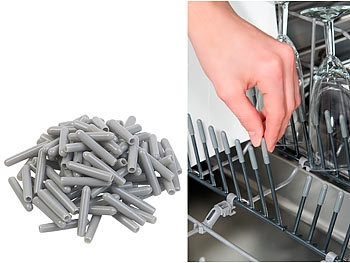 Sichler Haushaltsgeräte, Sichler Haushaltsgeräte 100er-Pack Universal-Schutzkappen für Spülmaschinen-Körbe, grau, 100er-Pack Universal-Schutzkappen für Spülmaschinen-Körbe, grau