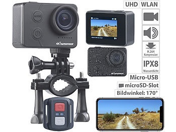 Somikon, Somikon UHD-Action-Cam mit WLAN, Sony-Sensor, wasserdicht ohne Gehäuse, IPX8, UHD-Action-Cam mit WLAN, Sony-Sensor, wasserdicht ohne Gehäuse, IPX8