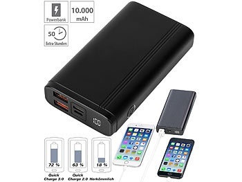 revolt, revolt Powerbank, Quick Charge 3.0 & USB Typ C PD, 10.000 mAh, bis 3 A, 18 W, Powerbank, Quick Charge 3.0 & USB Typ C PD, 10.000 mAh, bis 3 A, 18 W