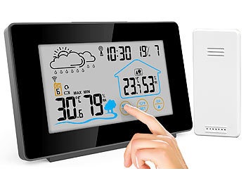 Infactory, infactory Funk-Wetterstation mit Aussensensor, Display-Touchfunktion, Wettertrend, Funk-Wetterstation mit Außensensor, Display-Touchfunktion, Wettertrend