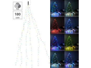 Lunartec, Lunartec Christbaum-Überwurf-Lichterkette, 180 bunte LEDs, 6 Girlanden, je 3 m, Christbaum-Überwurf-Lichterkette, 180 bunte LEDs, 6 Girlanden, je 3 m