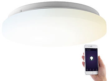 Luminea Home Control, Luminea Home Control WLAN-LED-Deckenleuchte für Amazon Alexa & Google Assistant, CCT, 18 W, WLAN-LED-Deckenleuchte für Amazon Alexa & Google Assistant, CCT, 18 W