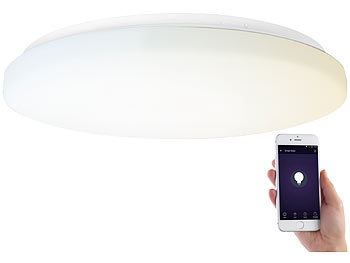 Luminea Home Control, Luminea Home Control WLAN-LED-Deckenleuchte für Amazon Alexa & Google Assistant, CCT, 36 W, WLAN-LED-Deckenleuchte für Amazon Alexa & Google Assistant, CCT, 36 W