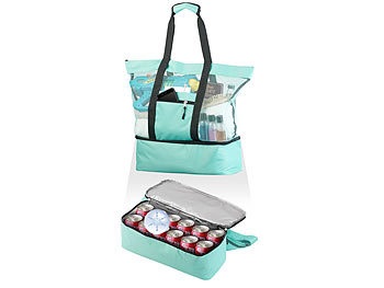 Pearl, Pearl Leichte 2in1-Strand-Netztasche mit Kühlfach und Seitenfach, hellblau, Leichte 2in1-Strand-Netztasche mit Kühlfach und Seitenfach, hellblau