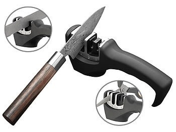 Rosenstein & Söhne, Rosenstein & Söhne 4-Stufen-Diamant-Messerschärfer für Stahl-/Keramik-Klingen und Scheren, 4-Stufen-Diamant-Messerschärfer für Stahl-/Keramik-Klingen und Scheren