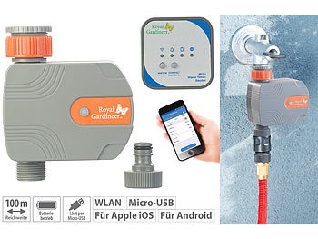Royal Gardineer, Royal Gardineer Bewässerungs-Computer mit WLAN-Gateway und Steuerung per App, Bewässerungs-Computer mit WLAN-Gateway und Steuerung per App