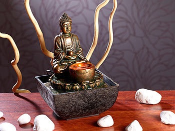 Infactory, infactory Beleuchteter Zimmerbrunnen mit Buddha, Beleuchteter Zimmerbrunnen mit Buddha