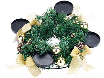 Britesta, Britesta Adventskranz mit goldfarbenem Schmuck, Ø 30 cm, Adventskranz mit goldfarbenem Schmuck, Ø 30 cm