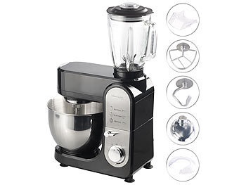 Rosenstein & Söhne, Rosenstein & Söhne All-in-One-Küchenmaschine mit Fleischwolf und Mixaufsatz, 1.000 Watt, All-in-One-Küchenmaschine mit Fleischwolf und Mixaufsatz, 1.000 Watt