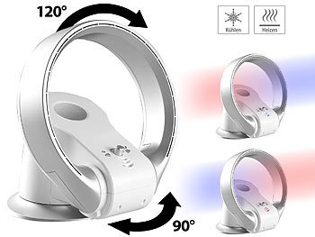 Sichler Haushaltsgeräte, Sichler Haushaltsgeräte Rotorloser 360°-Tischventilator & Heizlüfter, Oszillation, bis 1.100 W, Rotorloser 360°-Tischventilator & Heizlüfter, Oszillation, bis 1.100 W
