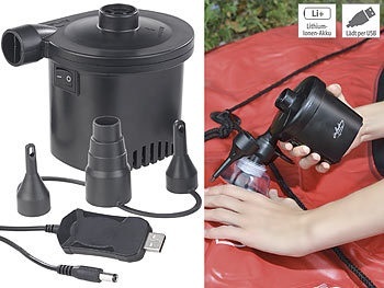 Infactory, infactory Akku-Luftpumpe mit 3 Ventil-Aufsätzen und USB-Ladekabel, 200 l/Min., Akku-Luftpumpe mit 3 Ventil-Aufsätzen und USB-Ladekabel, 200 l/Min.