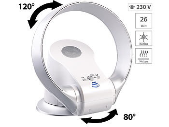 Sichler Haushaltsgeräte, Sichler Haushaltsgeräte Rotorloser 360°-Wand- und Tisch-Ventilator mit Oszillation, 26 Watt, Rotorloser 360°-Wand- und Tisch-Ventilator mit Oszillation, 26 Watt
