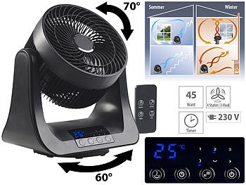 Sichler Haushaltsgeräte, Sichler Haushaltsgeräte Digitaler 3D-Robo-Raumventilator und Luftzirkulator, 45 Watt, Ø 21 cm, Digitaler 3D-Robo-Raumventilator und Luftzirkulator, 45 Watt, Ø 21 cm