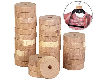 Infactory, Mottenringe aus Zedernholz im 30er-Set, passend für alle Kleiderbügel / Zedernholz, Mottenringe aus Zedernholz im 30er-Set, passend für alle Kleiderbügel
