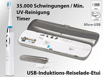 newgen medicals, newgen medicals Elektrische Schallzahnbürste mit UV-Sterilisator & USB-Reiselade-Etui, Elektrische Schallzahnbürste mit UV-Sterilisator & USB-Reiselade-Etui