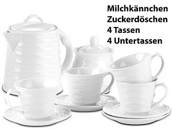 Rosenstein & Söhne, Rosenstein & Söhne Porzellan-Kaffee- & Tee-Service, 10-tlg., für Wasserkocher WSK-270.rtr, Porzellan-Kaffee- & Tee-Service, 10-tlg., für Wasserkocher WSK-270.rtr
