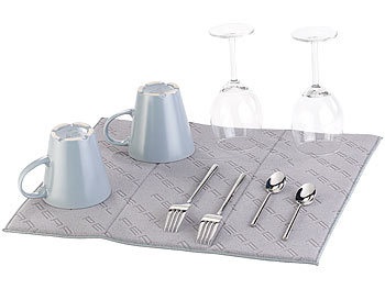 Pearl, Pearl Weiche Mikrofaser-Abtropfmatte, saugfähig, faltbar, grau, 40 x 50 cm, Weiche Mikrofaser-Abtropfmatte, saugfähig, faltbar, grau, 40 x 50 cm