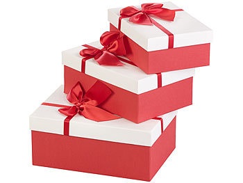 Your design, Your Design 3er-Set edle Geschenk-Boxen mit roter Schleife, 3 verschiedene Grössen, 3er-Set edle Geschenk-Boxen mit roter Schleife, 3 verschiedene Grössen