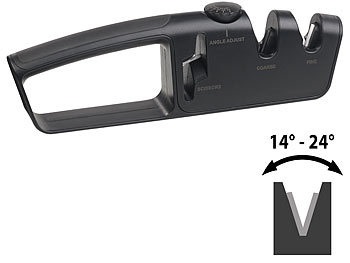 Rosenstein & Söhne, Rosenstein & Söhne Premium-Messer- & Scherenschärfer, 2-stufig, Schleifwinkel einstellbar, Diamant-Messer- & Scherenschärfer, 2-stufig, Schleifwinkel einstellbar
