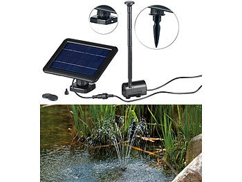 Royal Gardineer, Royal Gardineer Teich- und Springbrunnen-Pumpe mit 2-Watt-Solarpanel und Akkubetrieb, Teich- und Springbrunnen-Pumpe mit 2-Watt-Solarpanel und Akkubetrieb