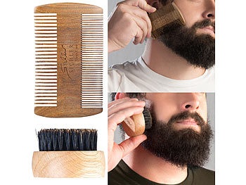 Sichler Men's Care, Sichler Men's Care Bartpflege-Set: 2-seitiger Holzkamm & Bartbürste (Wildschweinborsten), Bartpflege-Set: 2-seitiger Holzkamm & Bartbürste (Wildschweinborsten)