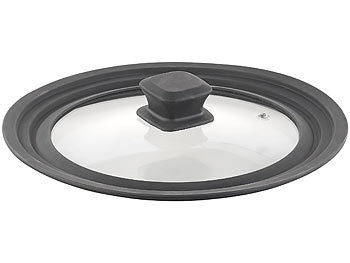 Rosenstein & Söhne, Rosenstein & Söhne Universal-Silikonrand-Glasdeckel für Töpfe & Pfannen mit Ø 20 - 24 cm, Universal-Silikonrand-Glasdeckel für Töpfe & Pfannen mit Ø 20 - 24 cm