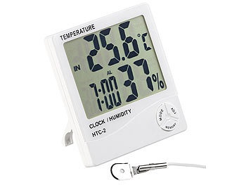 Pearl, Pearl Digitales Thermometer & Hygrometer mit Aussensensor, Uhr und Wecker, Digitales Thermometer & Hygrometer mit Aussensensor, Uhr und Wecker