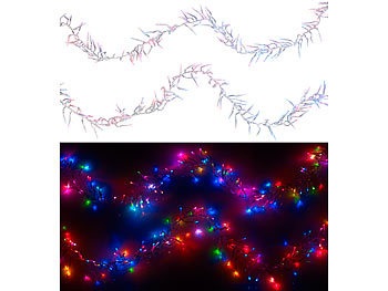 Lunartec, Lunartec LED-Büschel-Lichterkette mit 300 RGB-LEDs & Timer-Funktion, IP44, 3 m, LED-Büschel-Lichterkette mit 300 RGB-LEDs & Timer-Funktion, IP44, 3 m