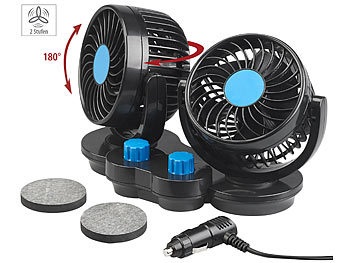Lescars, Lescars Kfz-Doppel-Ventilator für 12-V-Anschluss, mit 2 Stufen, 6,5 Watt, Kfz-Doppel-Ventilator für 12-V-Anschluss, mit 2 Stufen, 6,5 Watt