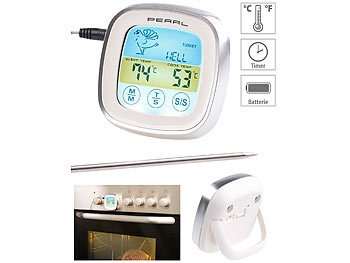 Rosenstein & Söhne, Rosenstein & Söhne Digitales Braten- & Ofenthermometer, Touch-Display, Timer, bis +250 °C, Digitales Braten- & Ofenthermometer, Touch-Display, Timer, bis +250 °C