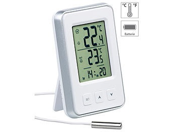 Pearl, Pearl Digitales Innen- und Aussen-Thermometer mit Uhrzeit und LCD-Display, Digitales Innen- und Aussen-Thermometer mit Uhrzeit und LCD-Display