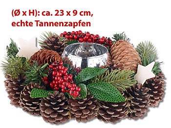 Britesta, Britesta Handgefertigtes Weihnachts- & Adventsgesteck mit Teelicht-Halter, 23cm, Handgefertigtes Weihnachts- & Adventsgesteck mit Teelicht-Halter, 23cm
