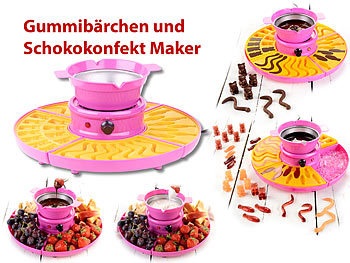 Rosenstein & Söhne, Rosenstein & Söhne Gummibärchen-Maschine und Schokokonfekt-Maker mit Gussformen-Set, 25 W, Gummibärchen-Maschine und Schokokonfekt-Maker mit Gussformen-Set, 25 W