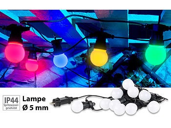 Lunartec, Lunartec Party-LED-Lichterkette m. 10 LED-Birnen, 3 Watt, IP44, 4-farbig, 4,5 m, Party-LED-Lichterkette m. 10 LED-Birnen, 3 Watt, IP44, 4-farbig, 4,5 m