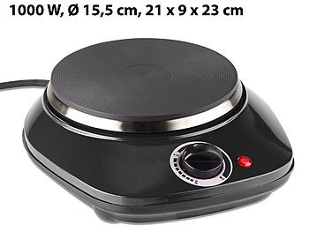 Rosenstein & Söhne, Rosenstein & Söhne Kompakte elektrische Einzel-Kochplatte, 1.000 Watt, 155 mm, stufenlos, Kompakte elektrische Einzel-Kochplatte, 1.000 Watt, 155 mm, stufenlos