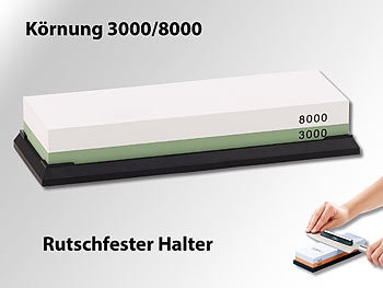 TokioKitchenWare, TokioKitchenWare Doppel-Wasser-Schleifstein mit rutschfestem Halter, Körnung 3000/8000, Doppel-Wasser-Schleifstein mit rutschfestem Halter, Körnung 3000/8000